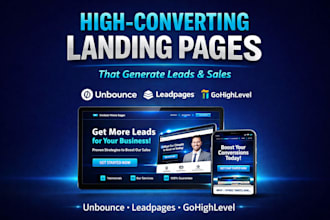 build or edit premium unbounce landing page, leadpages gohighlevel page design