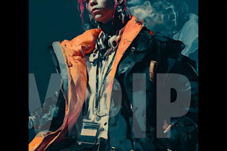 create futuristic sci fi character illustration