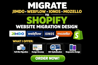 migrate jimdo webflow ionos mozello hubspot to shopify website migration design