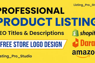 do product listing and design a unique store logo