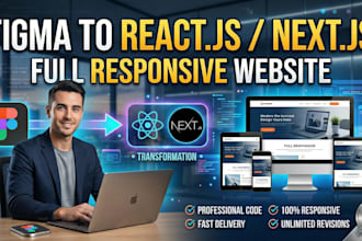 convert figma to a reactjs or nextjs full responsive website