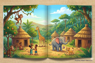 illustrate african folktale children book illustration kid folktale art KDP