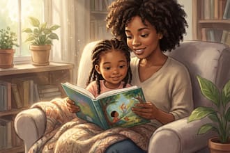 illustrate african american children book custom kids story book cover design