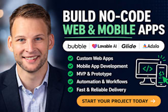build no code web app bubble io developer lovable ai glide adalo app development