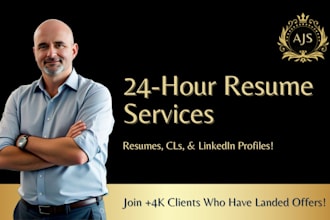 deliver a resume, cl, or linkedin in 24 hours