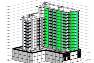 create detailed 3d bim model, architectural design in revit,section drawing, dwg
