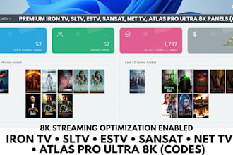 create best iron tv, sltv, estv, sansat, net tv, atlas pro, ultra 8k panels code