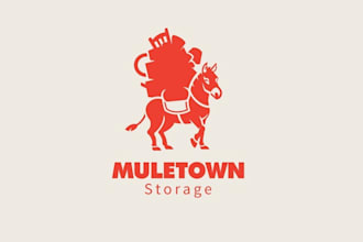 design emblem unique storage facility name mule town logo