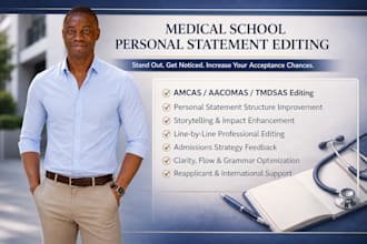 edit amcas, aacomas, and tmdsas medical school personal statement professionally