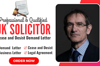 be UK solicitor, demand letter, cease and desist, agreement, business letter