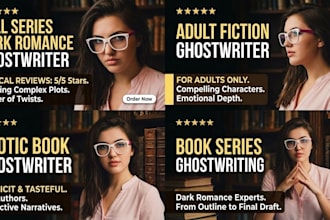 write a full series dark romance book ghostwriter, fiction erotic adult book
