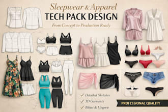 create pyjamas set techpacks fashion sleepwear design sleepwear size chart