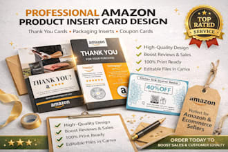 design thank you card, amazon product insert card, packaging insert, amazon card