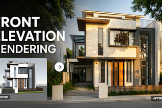 design residential homes, facade, exterior rendering with 3d video animation