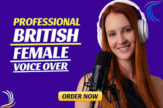 record a friendly exciting british voice over with studio quality 24 hours