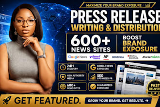 write and distribute a press release to 600 news sites for brand exposure