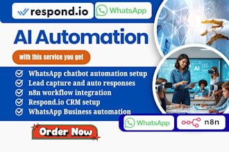 build whatsapp automation chatbot with respond io CRM, n8n and lead tracking