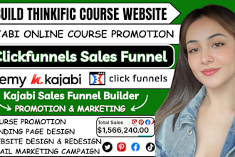 build thinkific course website, kajabi course website sales funnel clickfunnels