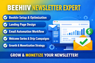 setup beehiiv automation newsletter drip campaign and landing page