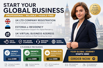 uk ltd company registration in UK ltd  ,estonia e residency and virtual address