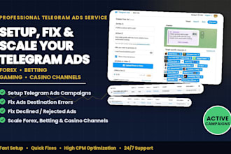 setup converting telegram ads for forex channel, fix ads in review and ads issue