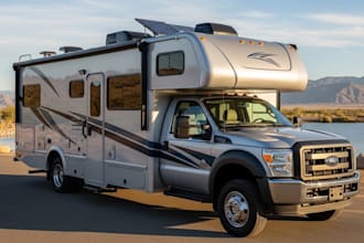 create a photorealistic 3d model and render of motorhome, camper van, rv, truck