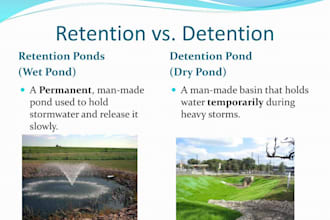design water supply, sewerage and stormwater drainage pond detention, retention