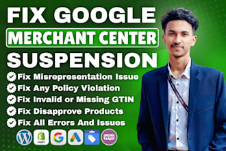 fix google merchant center suspension and misrepresentation