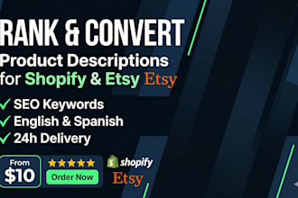 write seo optimized shopify and etsy descriptions