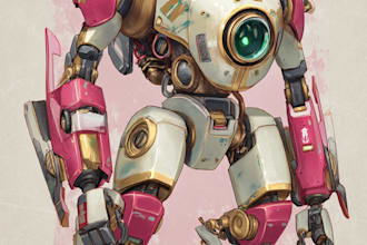 draw concept mecha robot for your character