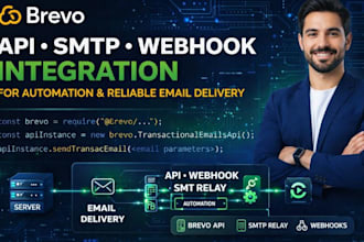 setup brevo API SMTP and webhook integration for automation and email delivery