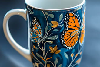 draw coffee mug design, custom mug design