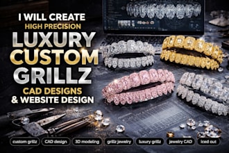 create high precision, luxury, custom grillz, cad designs, website design