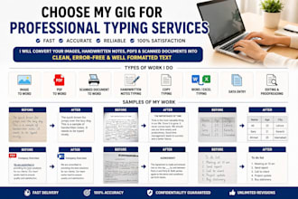 retype handwritten notes and PDF into word