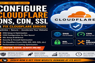 configure cloudflare dns, CDN, SSL and fix cloudflare errors
