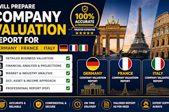 prepare company valuation report for germany france italy