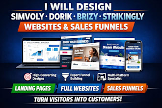 design shopify simvoly website sales funnel dorik brizy strikingly site