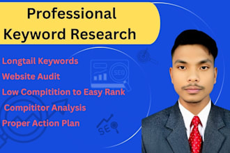do keyword research,website audit and compititor analysis for your account