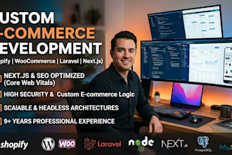 build a custom ecommerce store in shopify, woocommerce, laravel or next js