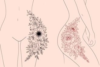 draw hand drawn botanical line art tattoo, packaging, and floral logo for you