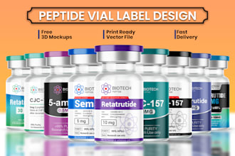 design peptide sarms vial, vial label, and bottle label design