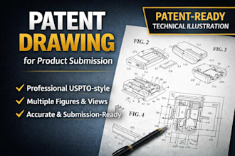 create patent ready technical drawings that meet official submission standards