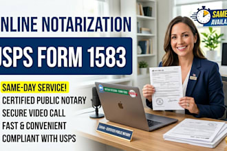 notarize usps form 1583 online available on the same day public notary