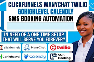 setup clickfunnels manychat twilio gohighlevel calendly sms booking automation