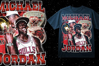 design a custom 90s vintage bootleg t shirt, rap, sport tee