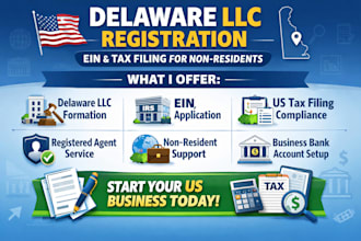 do delaware llc registration, ein application, tax filing for non residents