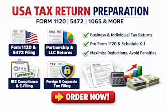 prepare usa tax return form 1120 5472 1065 individual and business tax filing