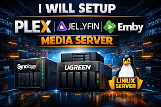 setup plex media server, jellyfin, emby on synology nas, ugreen and linux server