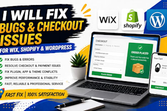 fix bugs and checkout issues, for wix, shopify, and wordpress errors