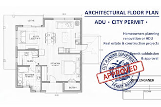 design architectural drawing floor plans civil engineer city stamp permit adu